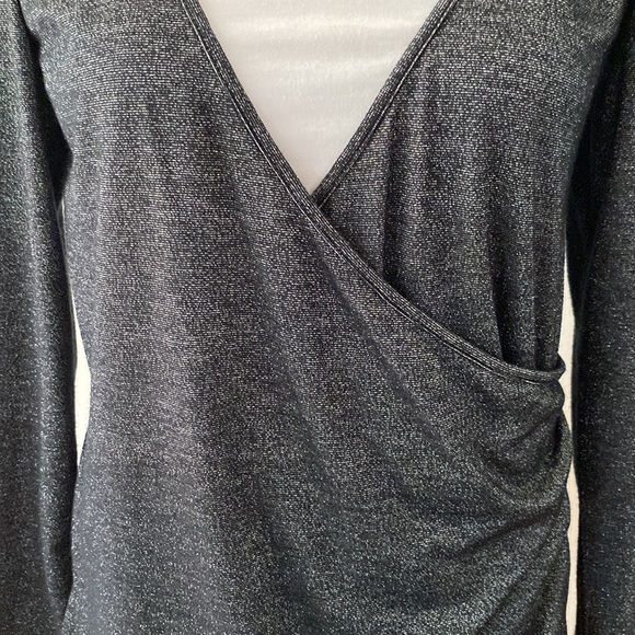 Announcemens maternity women’s black metallic top/blouse Rayon white insert S - Picture 3 of 12